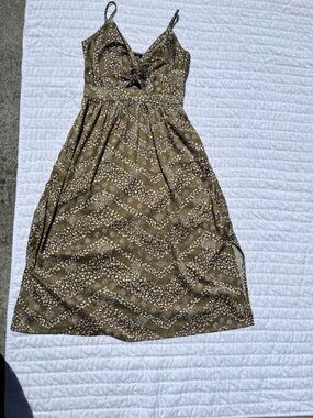 Angie Olive Green Midi Dress with Spaghetti Straps